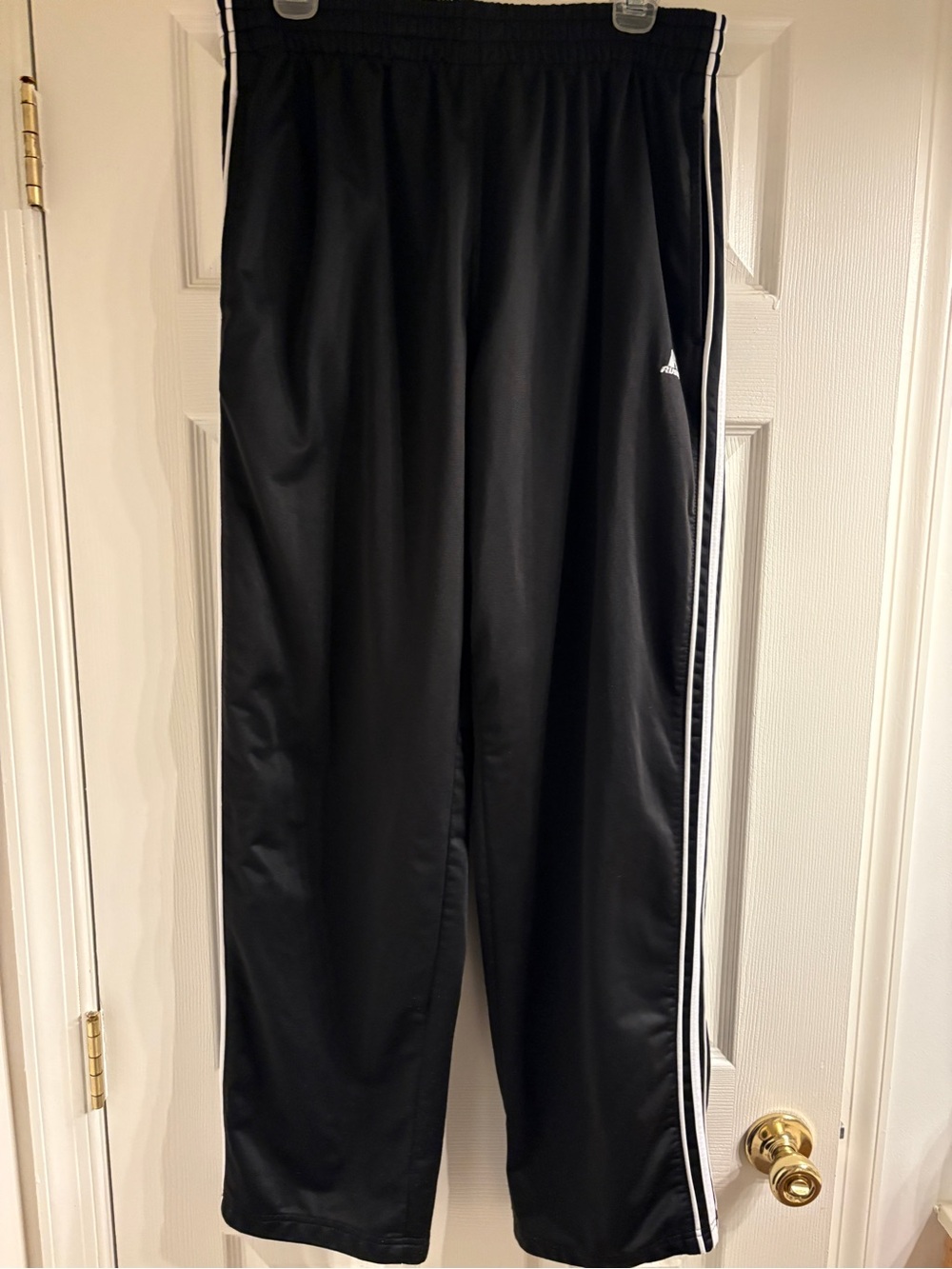 Russell Black Track Pants with White Side Stripes(#0021)